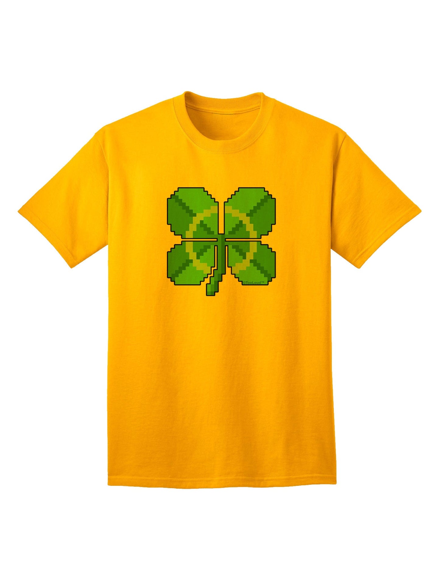 Pixel Four Leaf Clover Adult T-Shirt: Premium Quality, Stylish Design for Modern Casual Wear-Mens T-shirts-TooLoud-Gold-Small-Davson Sales
