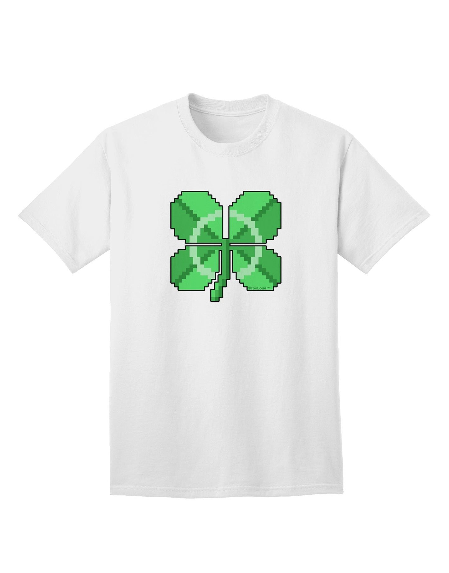 Pixel Four Leaf Clover Adult T-Shirt: Premium Quality, Stylish Design for Modern Casual Wear-Mens T-shirts-TooLoud-White-Small-Davson Sales