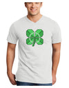 Pixel Four Leaf Clover Adult V-Neck T-shirt-Mens V-Neck T-Shirt-TooLoud-White-Small-Davson Sales