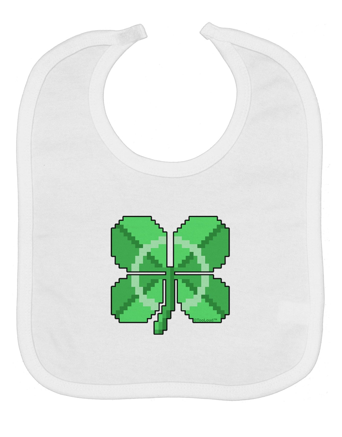 Pixel Four Leaf Clover Baby Bib