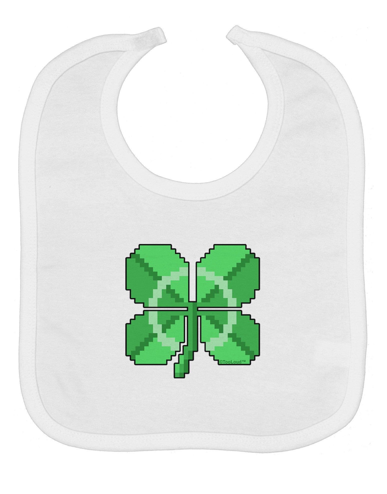 Pixel Four Leaf Clover Baby Bib