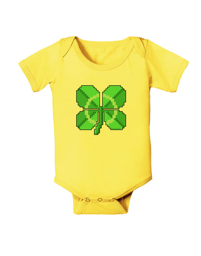 Pixel Four Leaf Clover Baby Romper Bodysuit-Baby Romper-TooLoud-Yellow-06-Months-Davson Sales