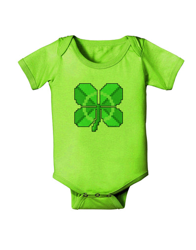 Pixel Four Leaf Clover Baby Romper Bodysuit-Baby Romper-TooLoud-Lime-06-Months-Davson Sales