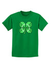 Pixel Four Leaf Clover Childrens Dark T-Shirt-Childrens T-Shirt-TooLoud-Kelly-Green-X-Small-Davson Sales