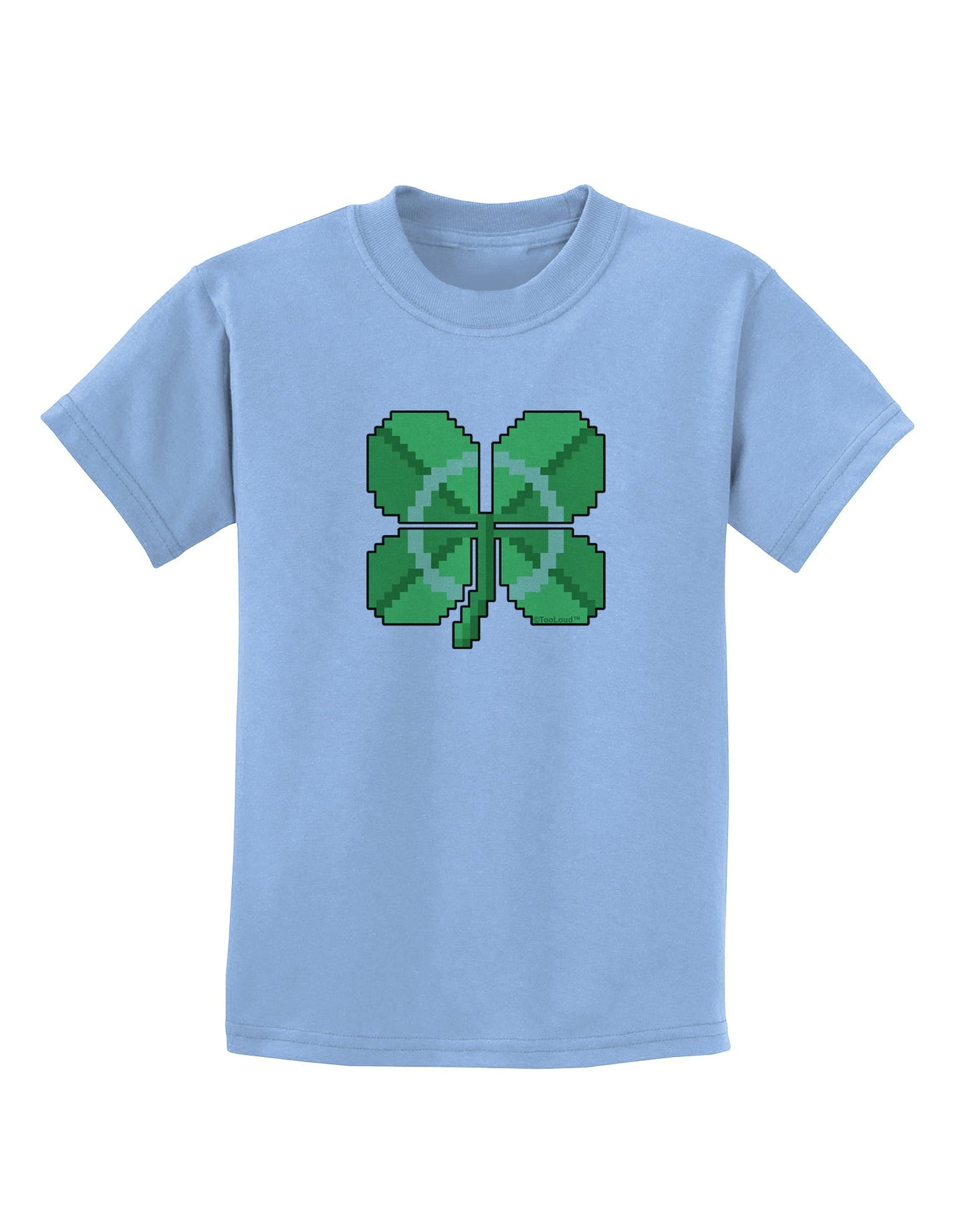 Pixel Four Leaf Clover Childrens T-Shirt-Childrens T-Shirt-TooLoud-Light-Blue-X-Small-Davson Sales