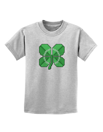 Pixel Four Leaf Clover Childrens T-Shirt-Childrens T-Shirt-TooLoud-AshGray-X-Small-Davson Sales