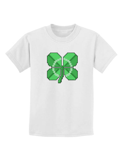 Pixel Four Leaf Clover Childrens T-Shirt-Childrens T-Shirt-TooLoud-White-X-Small-Davson Sales