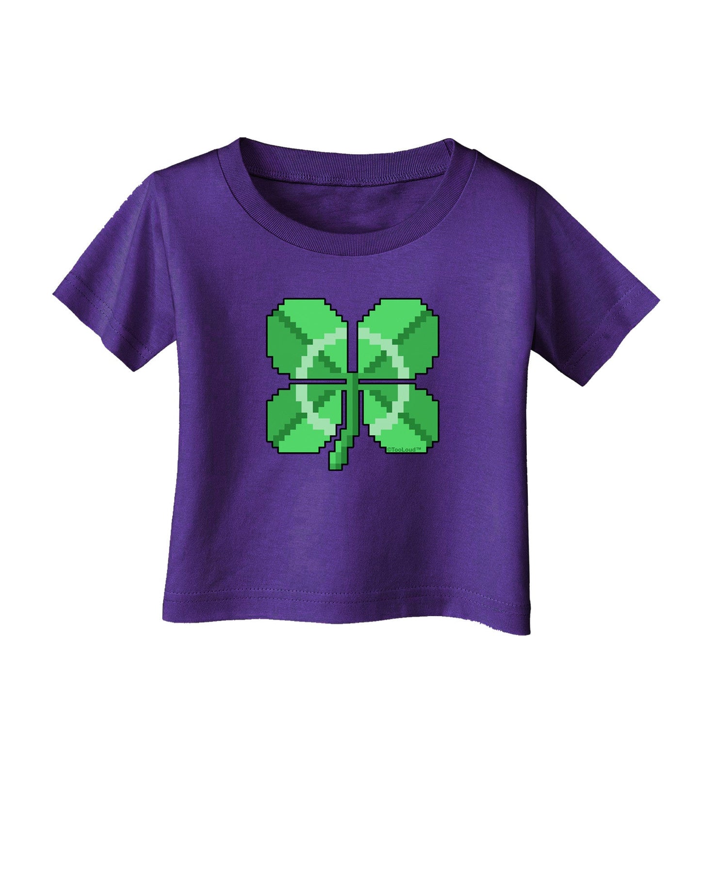 Pixel Four Leaf Clover Infant T-Shirt Dark-Infant T-Shirt-TooLoud-Purple-06-Months-Davson Sales