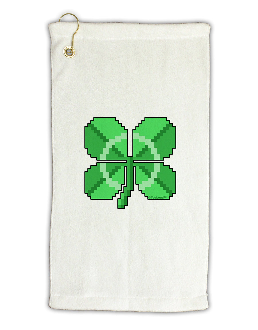 Pixel Four Leaf Clover Micro Terry Gromet Golf Towel 11&#x22;x19-Golf Towel-TooLoud-White-Davson Sales