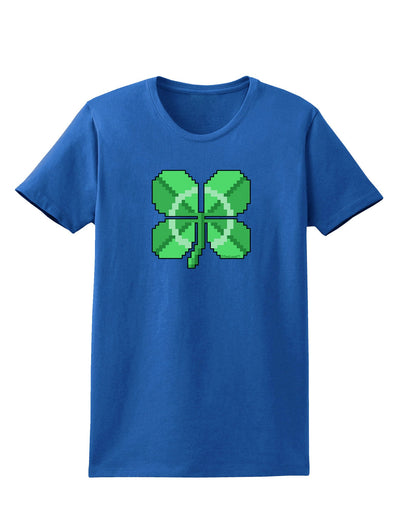 Pixel Four Leaf Clover Womens Dark T-Shirt-TooLoud-Royal-Blue-X-Small-Davson Sales