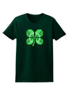 Pixel Four Leaf Clover Womens Dark T-Shirt-TooLoud-Forest-Green-Small-Davson Sales