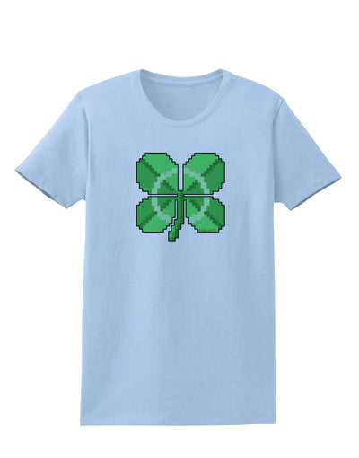 Pixel Four Leaf Clover Womens T-Shirt-Womens T-Shirt-TooLoud-Light-Blue-X-Small-Davson Sales