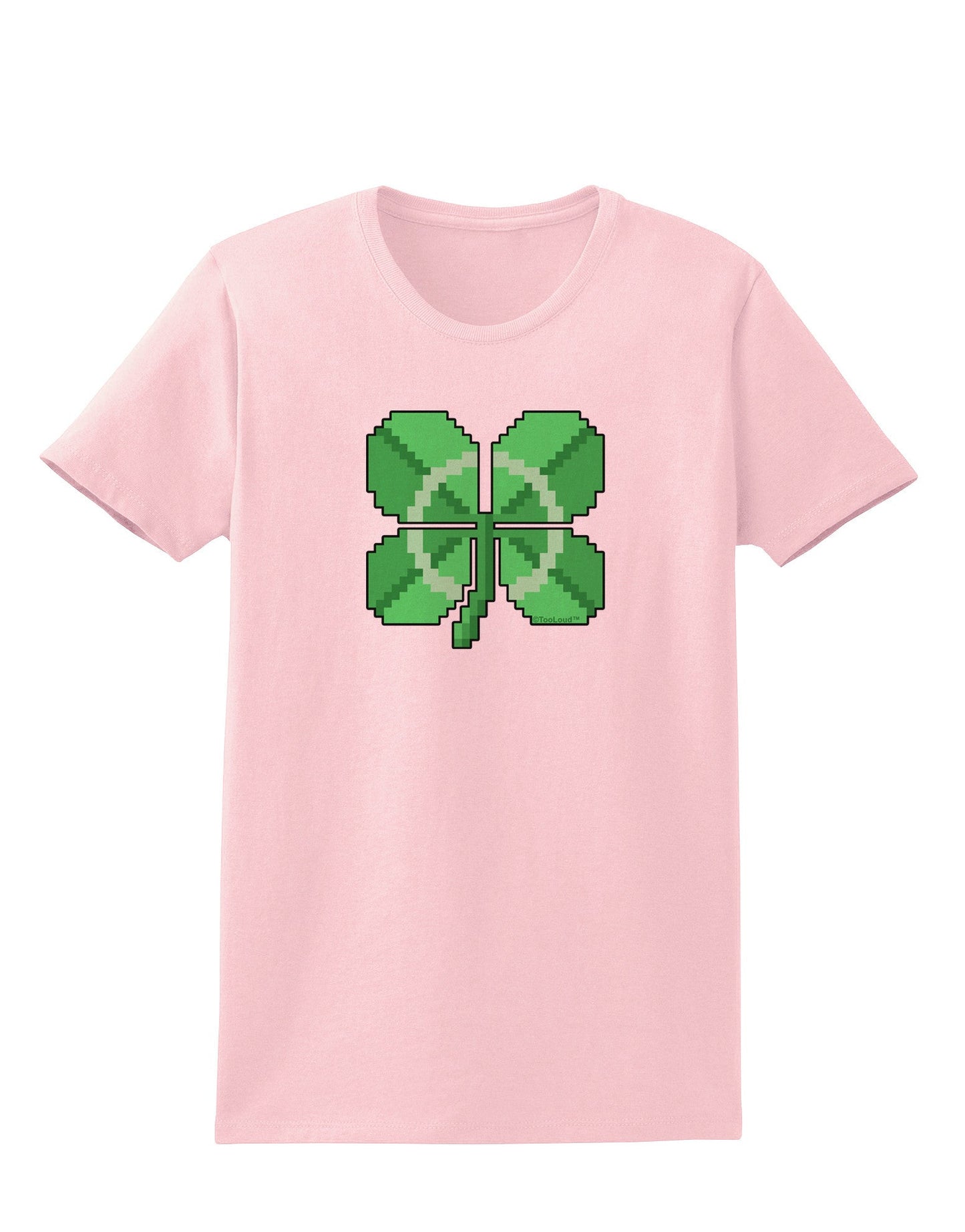 Pixel Four Leaf Clover Womens T-Shirt-Womens T-Shirt-TooLoud-PalePink-X-Small-Davson Sales