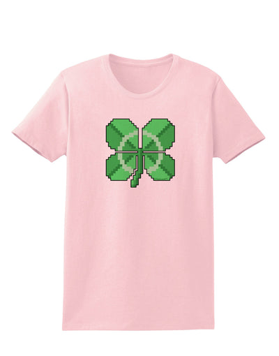 Pixel Four Leaf Clover Womens T-Shirt-Womens T-Shirt-TooLoud-PalePink-X-Small-Davson Sales