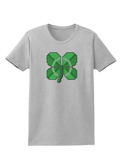 Pixel Four Leaf Clover Womens T-Shirt-Womens T-Shirt-TooLoud-AshGray-X-Small-Davson Sales