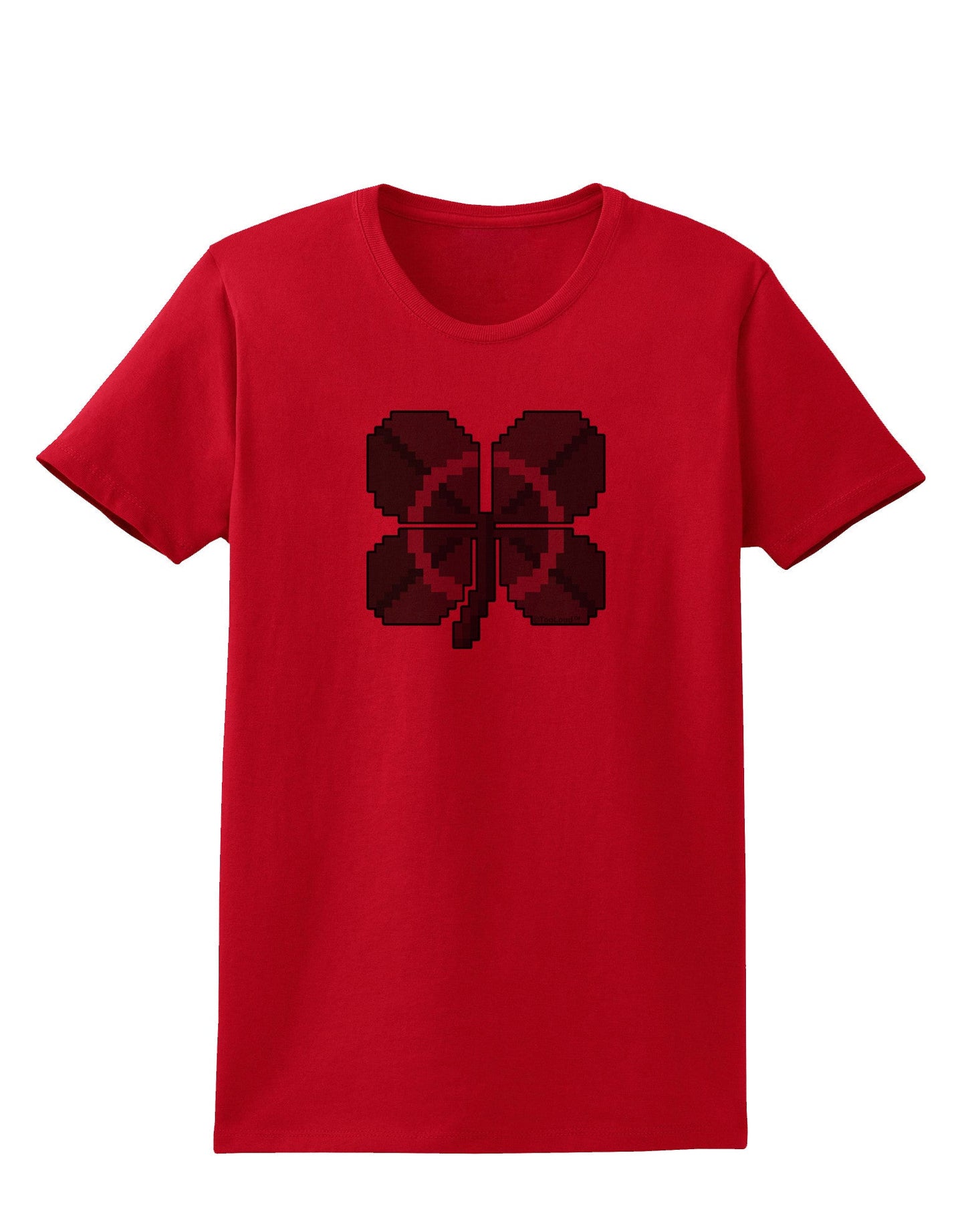 Pixel Four Leaf Clover Womens T-Shirt-Womens T-Shirt-TooLoud-Red-X-Small-Davson Sales