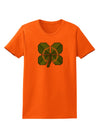 Pixel Four Leaf Clover Womens T-Shirt-Womens T-Shirt-TooLoud-Orange-X-Small-Davson Sales