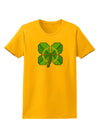 Pixel Four Leaf Clover Womens T-Shirt-Womens T-Shirt-TooLoud-Gold-X-Small-Davson Sales