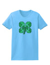 Pixel Four Leaf Clover Womens T-Shirt-Womens T-Shirt-TooLoud-Aquatic-Blue-X-Small-Davson Sales