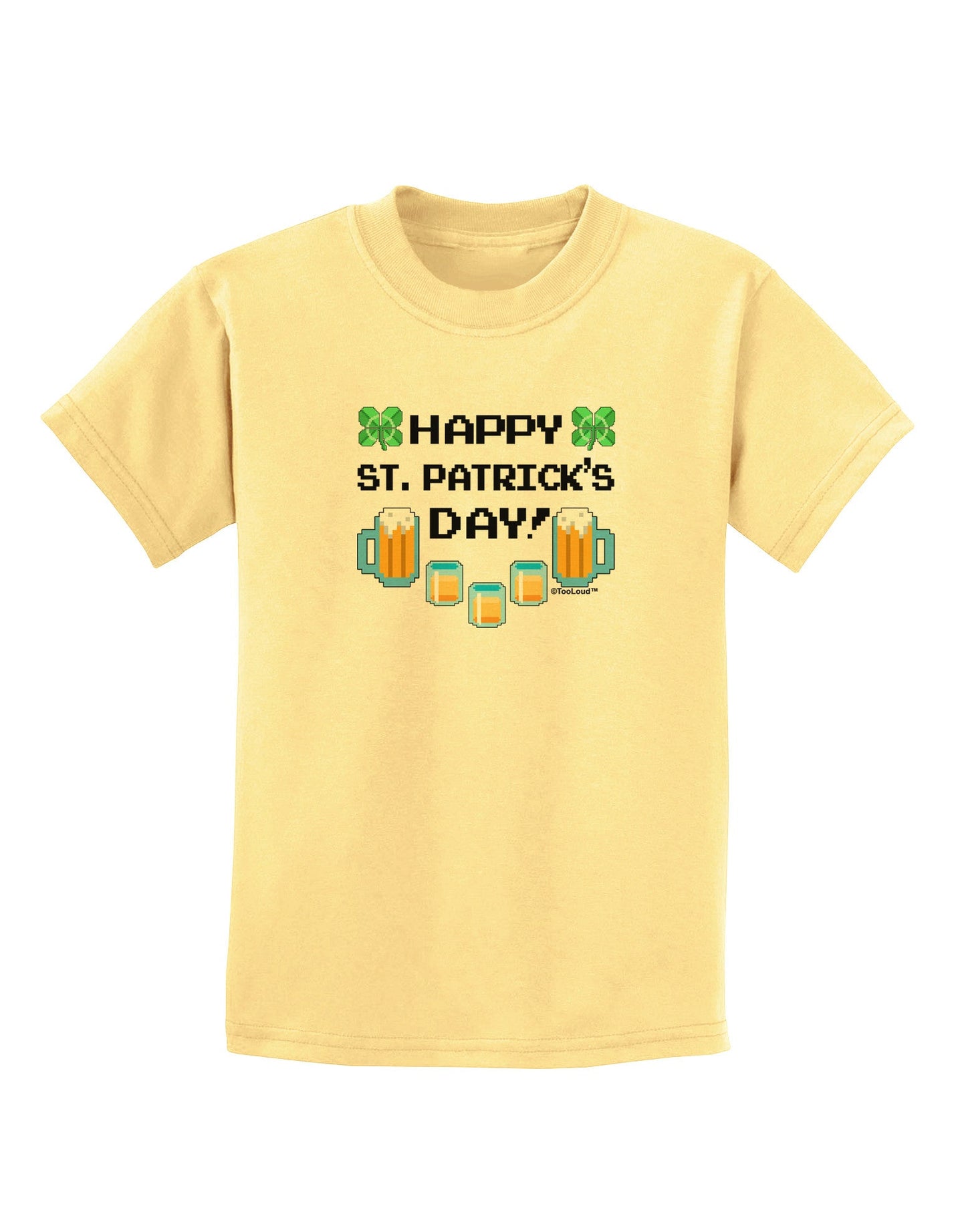 Pixel Happy St Patricks Day Childrens T-Shirt-Childrens T-Shirt-TooLoud-Daffodil-Yellow-X-Small-Davson Sales