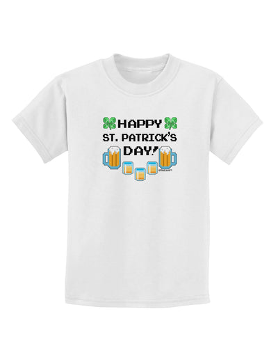 Pixel Happy St Patricks Day Childrens T-Shirt-Childrens T-Shirt-TooLoud-White-X-Small-Davson Sales