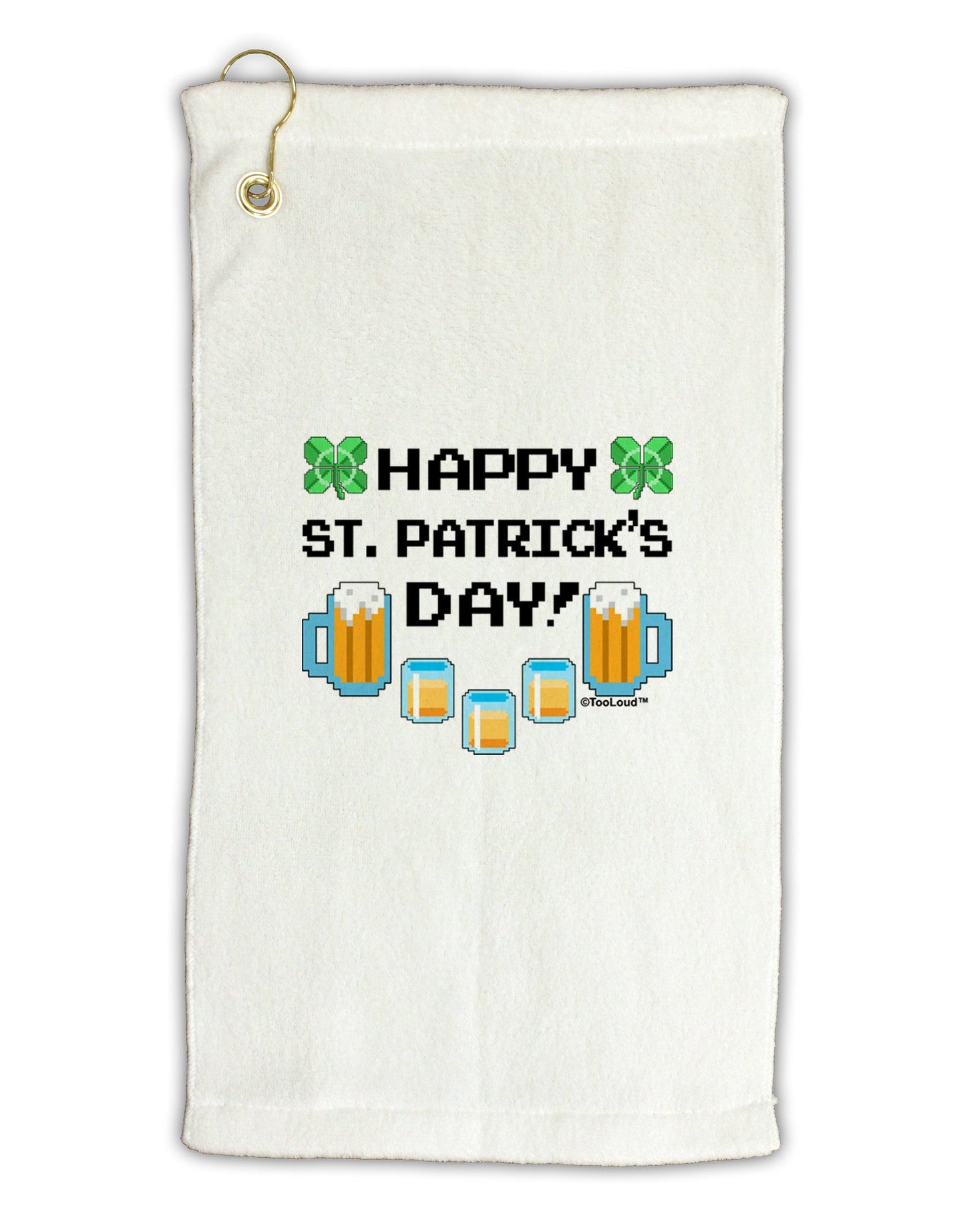 Pixel Happy St Patricks Day Micro Terry Gromet Golf Towel 11&#x22;x19-Golf Towel-TooLoud-White-Davson Sales