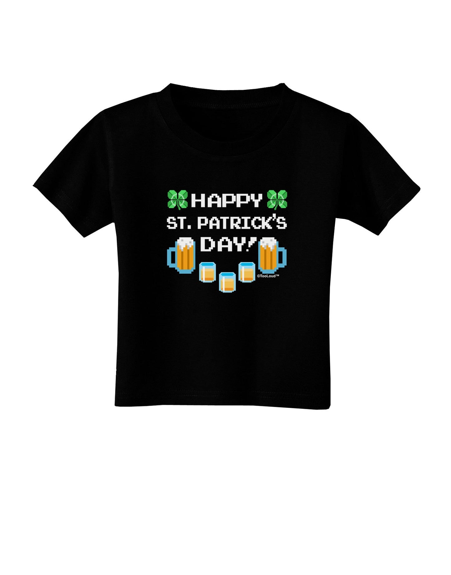 Pixel Happy St Patricks Day Toddler T-Shirt Dark-Toddler T-Shirt-TooLoud-Black-2T-Davson Sales