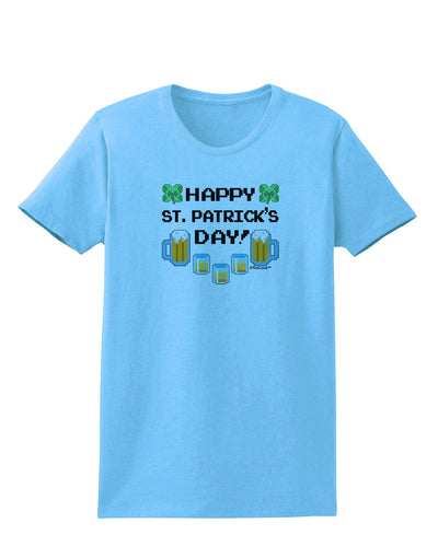 Pixel Happy St Patricks Day Womens T-Shirt-Womens T-Shirt-TooLoud-Aquatic-Blue-X-Small-Davson Sales