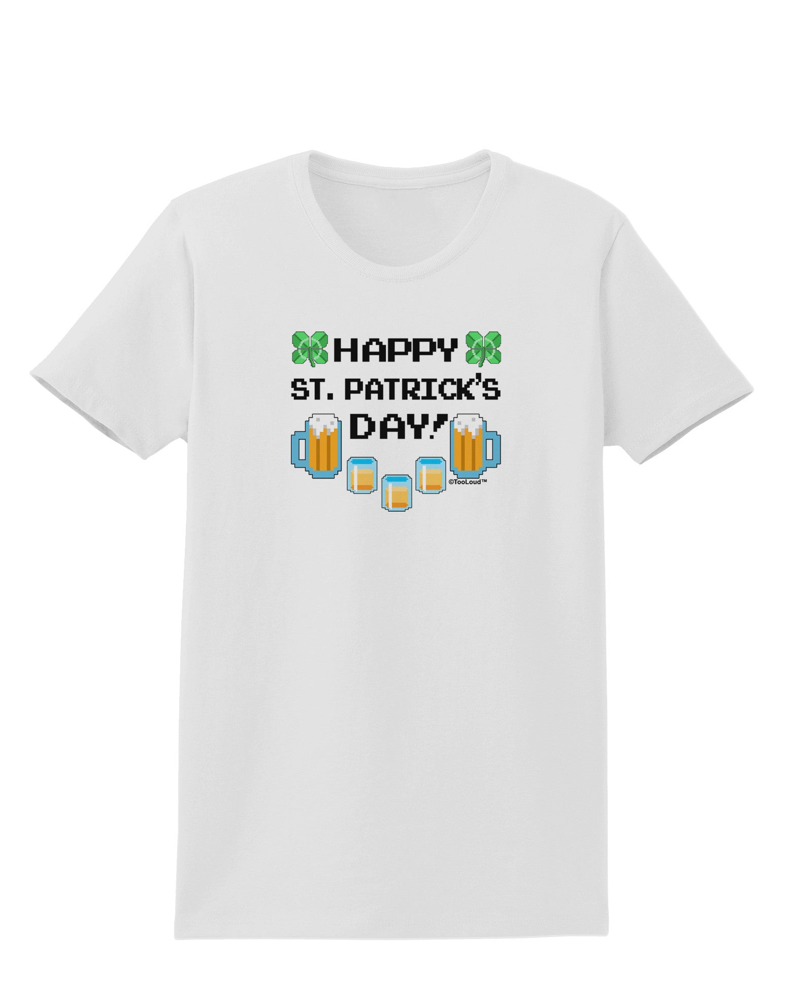 Pixel Happy St Patricks Day Womens T-Shirt-Womens T-Shirt-TooLoud-White-X-Small-Davson Sales