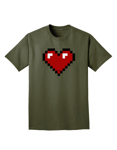 Pixel Heart Design 1 - Valentine's Day Adult Dark T-Shirt-Mens T-Shirt-TooLoud-Military-Green-Small-Davson Sales