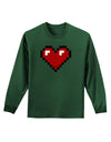 Pixel Heart Design 1 - Valentine's Day Adult Long Sleeve Dark T-Shirt-TooLoud-Dark-Green-Small-Davson Sales