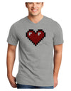 Pixel Heart Design 1 - Valentine's Day Adult V-Neck T-shirt-Mens V-Neck T-Shirt-TooLoud-HeatherGray-Small-Davson Sales