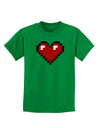 Pixel Heart Design 1 - Valentine's Day Childrens Dark T-Shirt-Childrens T-Shirt-TooLoud-Kelly-Green-X-Small-Davson Sales