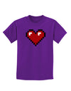 Pixel Heart Design 1 - Valentine's Day Childrens Dark T-Shirt-Childrens T-Shirt-TooLoud-Purple-X-Small-Davson Sales