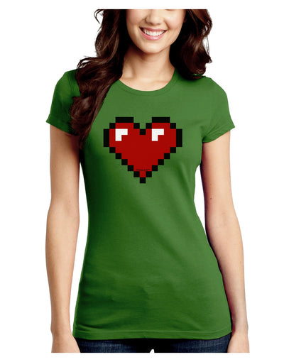 Pixel Heart Design 1 - Valentine's Day Juniors Crew Dark T-Shirt-T-Shirts Juniors Tops-TooLoud-Kiwi-Green-Juniors Fitted Small-Davson Sales