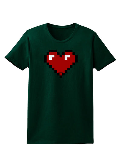 Pixel Heart Design 1 - Valentine's Day Womens Dark T-Shirt-Womens T-Shirt-TooLoud-Forest-Green-Small-Davson Sales