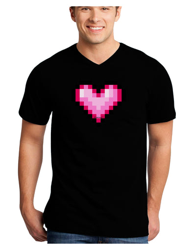 Pixel Heart Design B - Valentine's Day Adult Dark V-Neck T-Shirt by TooLoud-Mens V-Neck T-Shirt-TooLoud-Black-Small-Davson Sales