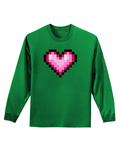 Pixel Heart Design B - Valentine's Day Adult Long Sleeve Dark T-Shirt by TooLoud-TooLoud-Kelly-Green-Small-Davson Sales