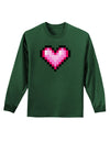 Pixel Heart Design B - Valentine's Day Adult Long Sleeve Dark T-Shirt by TooLoud-TooLoud-Dark-Green-Small-Davson Sales