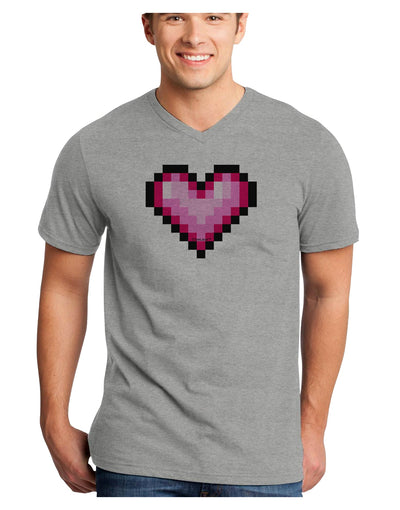 Pixel Heart Design B - Valentine's Day Adult V-Neck T-shirt by TooLoud-Mens V-Neck T-Shirt-TooLoud-HeatherGray-Small-Davson Sales