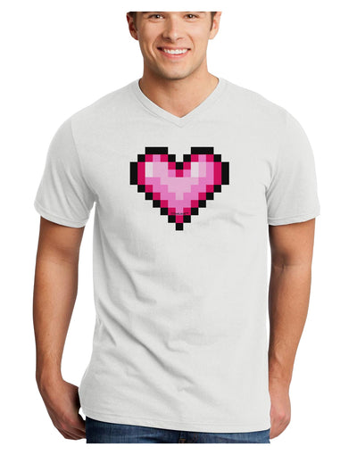 Pixel Heart Design B - Valentine's Day Adult V-Neck T-shirt by TooLoud-Mens V-Neck T-Shirt-TooLoud-White-Small-Davson Sales