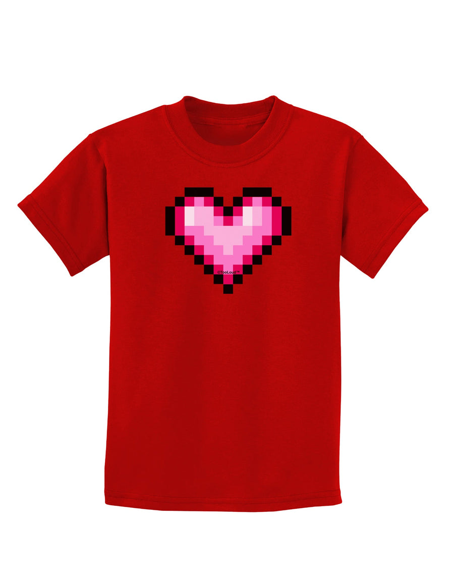 Pixel Heart Design B - Valentine's Day Childrens Dark T-Shirt by TooLoud-Childrens T-Shirt-TooLoud-Black-X-Small-Davson Sales