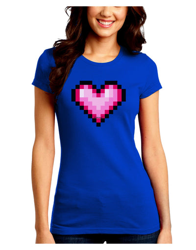 Pixel Heart Design B - Valentine's Day Juniors Crew Dark T-Shirt by TooLoud-T-Shirts Juniors Tops-TooLoud-Royal-Blue-Juniors Fitted Small-Davson Sales