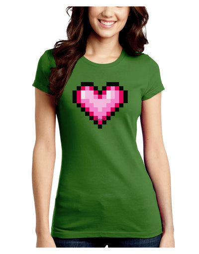 Pixel Heart Design B - Valentine's Day Juniors Crew Dark T-Shirt by TooLoud-T-Shirts Juniors Tops-TooLoud-Kiwi-Green-Juniors Fitted X-Small-Davson Sales