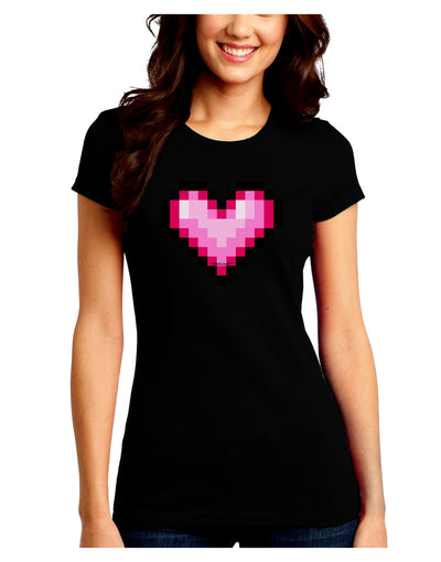 Pixel Heart Design B - Valentine's Day Juniors Crew Dark T-Shirt by TooLoud-T-Shirts Juniors Tops-TooLoud-Black-Juniors Fitted Small-Davson Sales