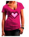 Pixel Heart Design B - Valentine's Day Juniors V-Neck Dark T-Shirt by TooLoud-Womens V-Neck T-Shirts-TooLoud-Hot-Pink-Juniors Fitted Small-Davson Sales