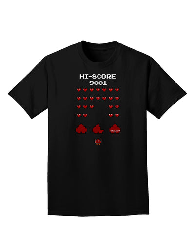 Pixel Heart Invaders Design Adult Dark T-Shirt