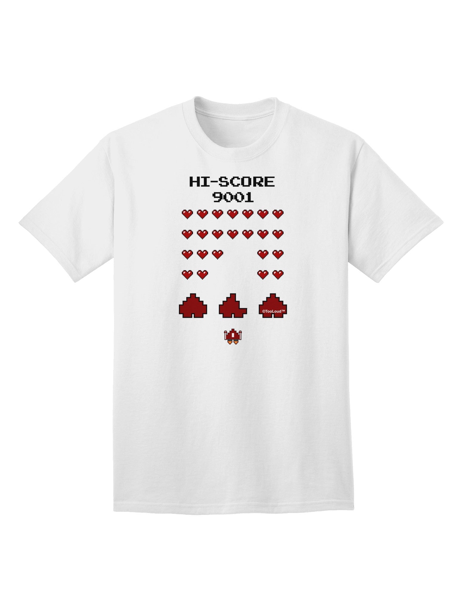 Pixel Heart Invaders Design Adult T-Shirt-Mens T-Shirt-TooLoud-White-Small-Davson Sales