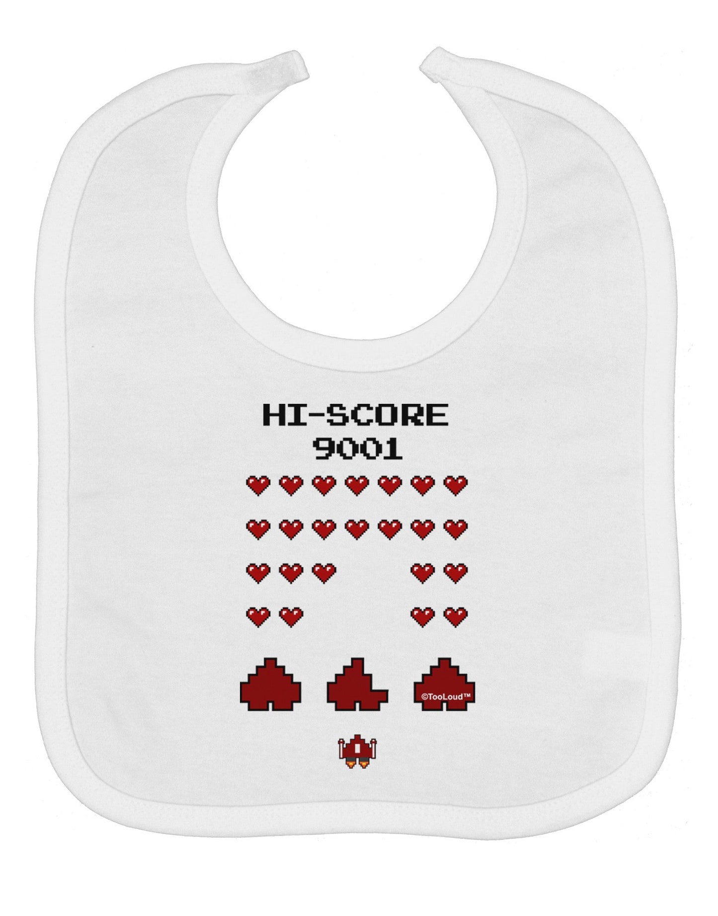 Pixel Heart Invaders Design Baby Bib