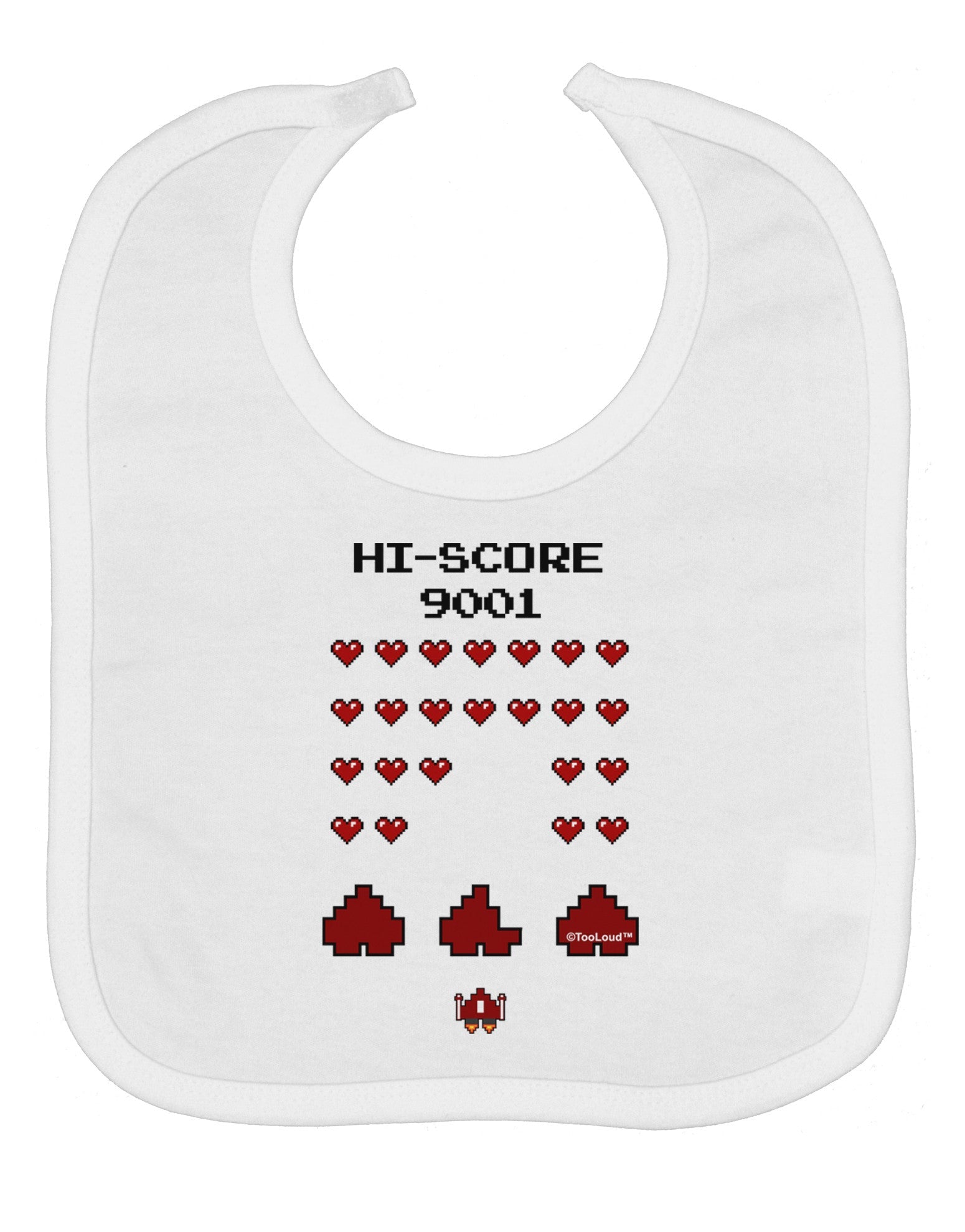 Pixel Heart Invaders Design Baby Bib